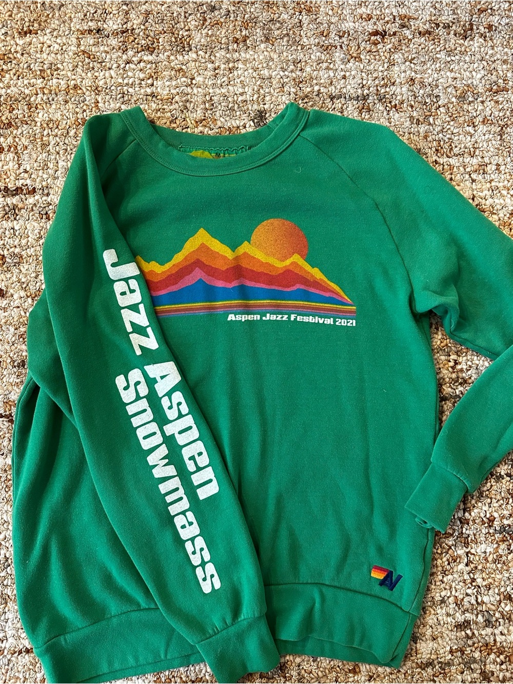 Rare Aviator Nation Green Mountain Sunset Graphic Crewneck - Picture 2 of 5